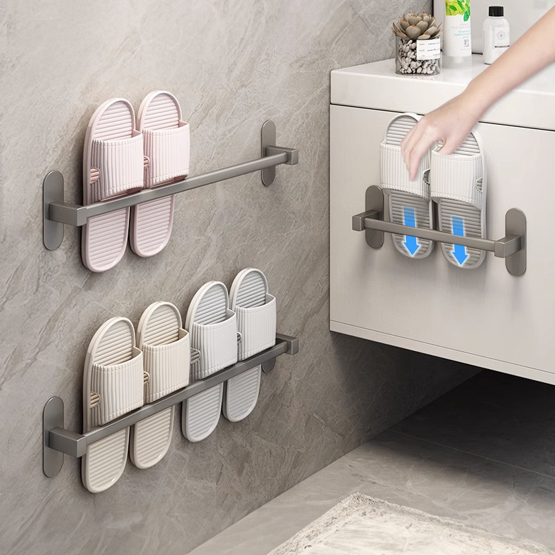 Bathroom slipper rack, non-perforated, toilet shelf, shoe storage, artifact, toilet, wall hanger, dr