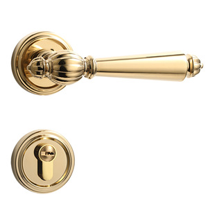 Bedroom door lock, indoor wooden door lock, golden French door handle