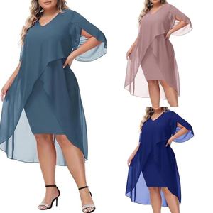 Chiffon dress solid color oversized women's clothing